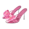 Flower Round Toe Clear Heel Thong Sandals Mules sold by Onlymaker