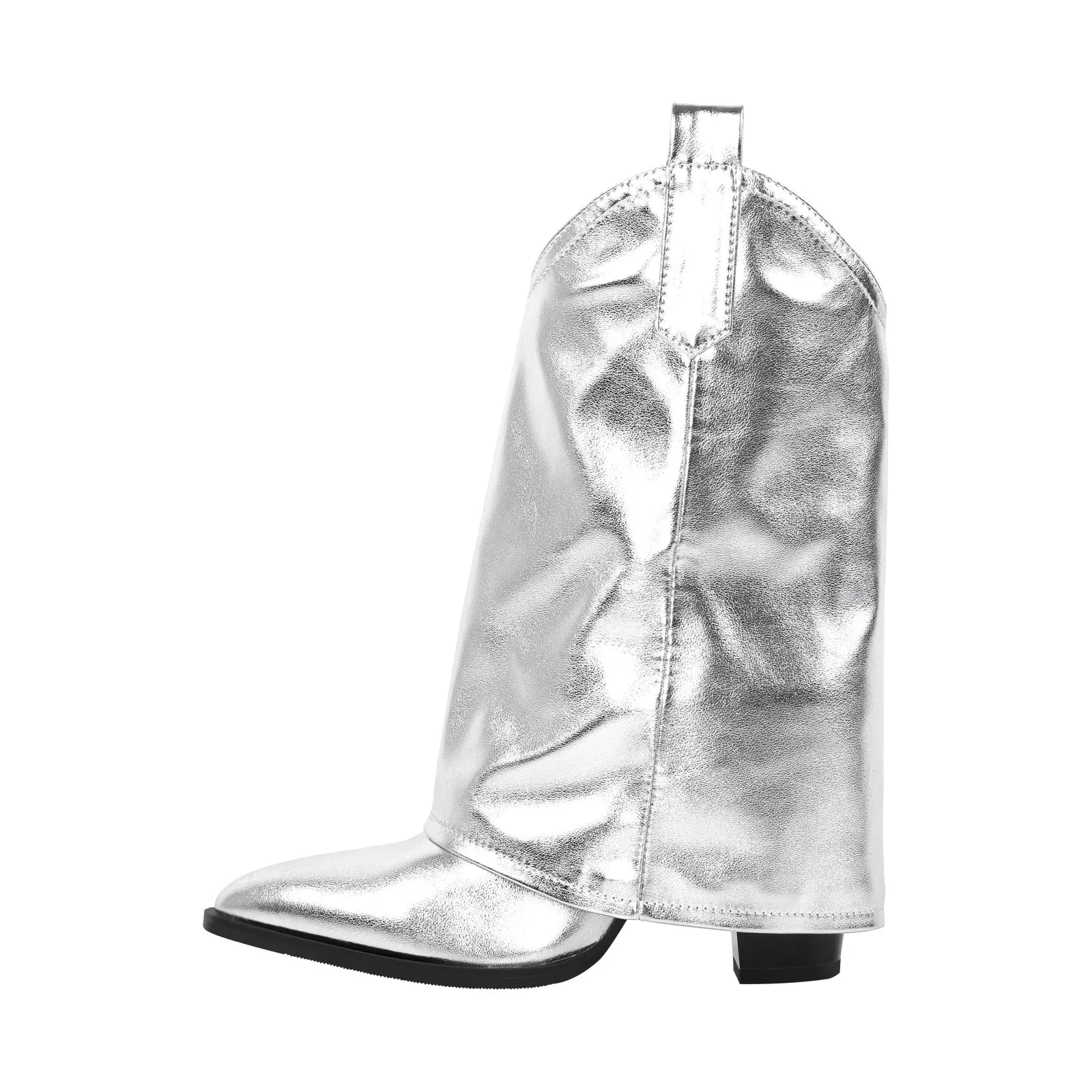 Pointed Toe Mid-Calf Fold Over Boots sold by Onlymaker product image thumbnail 5
