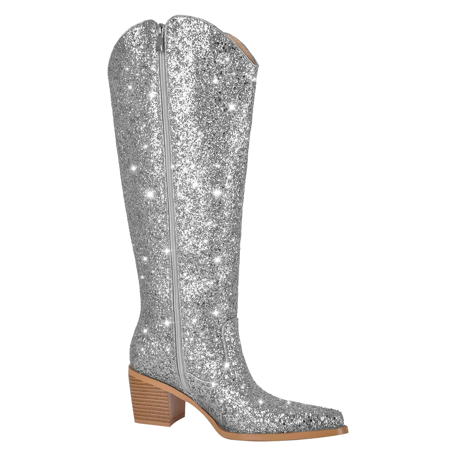 Glitter Chunky Heel Thigh High Boots sold by Onlymaker product image thumbnail 4