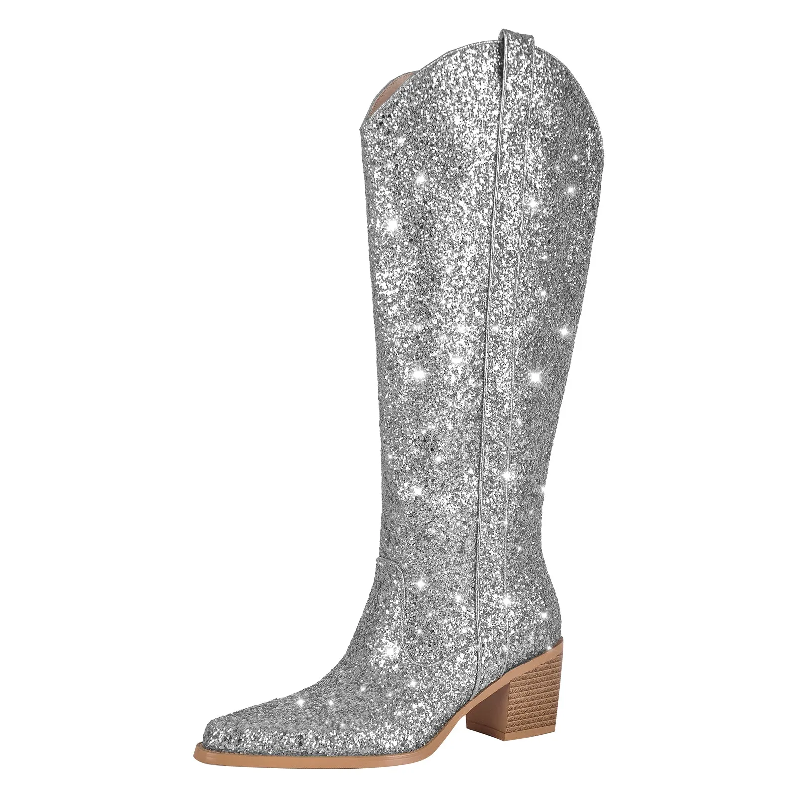 Glitter Chunky Heel Thigh High Boots sold by Onlymaker product image thumbnail 3