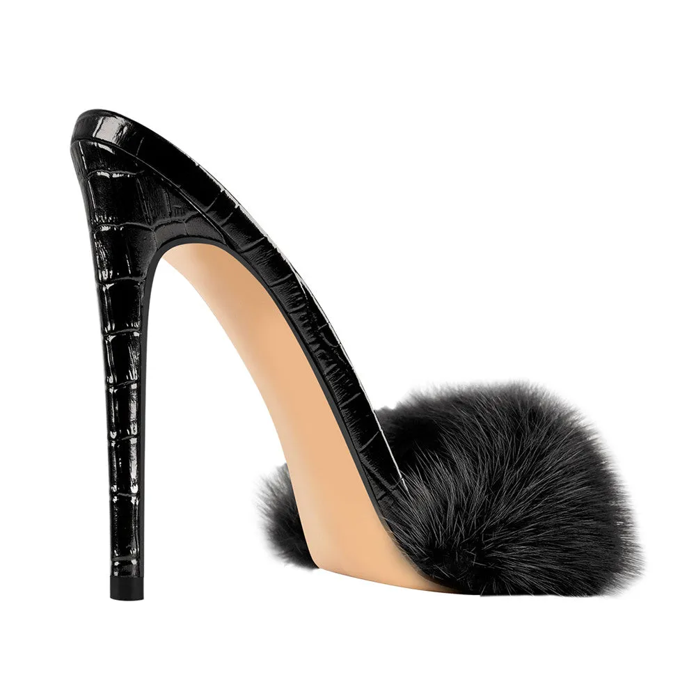 Black Feather High Heel Stilettos Sandals sold by Onlymaker product image thumbnail 4