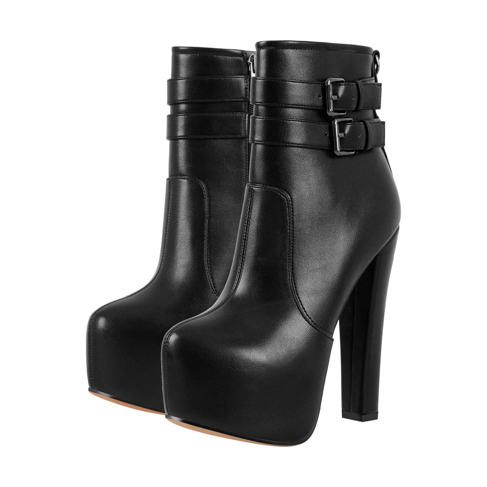 Platform Chunky High Heels Buckle Zip Ankle Boots sold by Onlymaker product image thumbnail 2