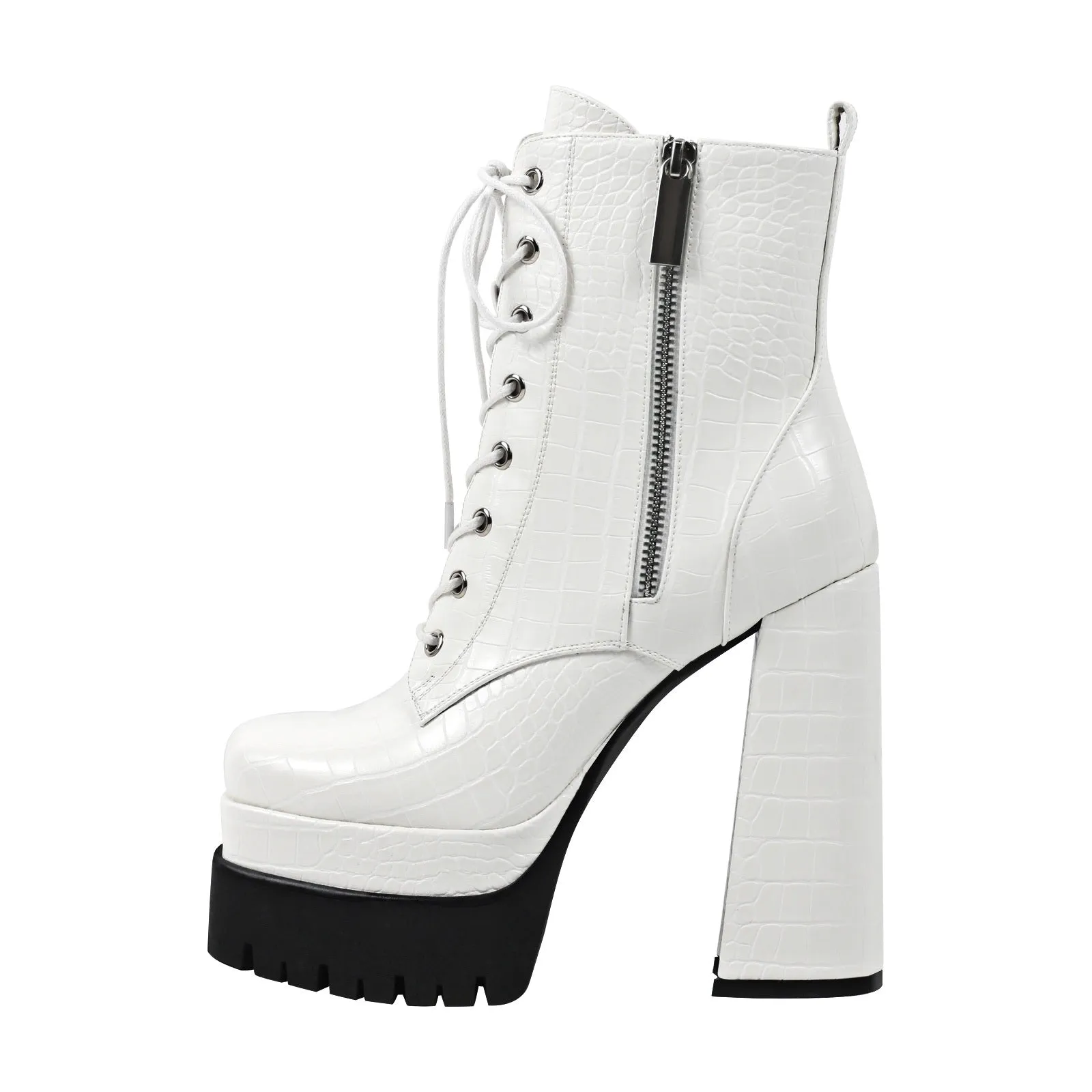 Double Platform Lace-up Side Zipper Boots sold by Onlymaker product image thumbnail 3