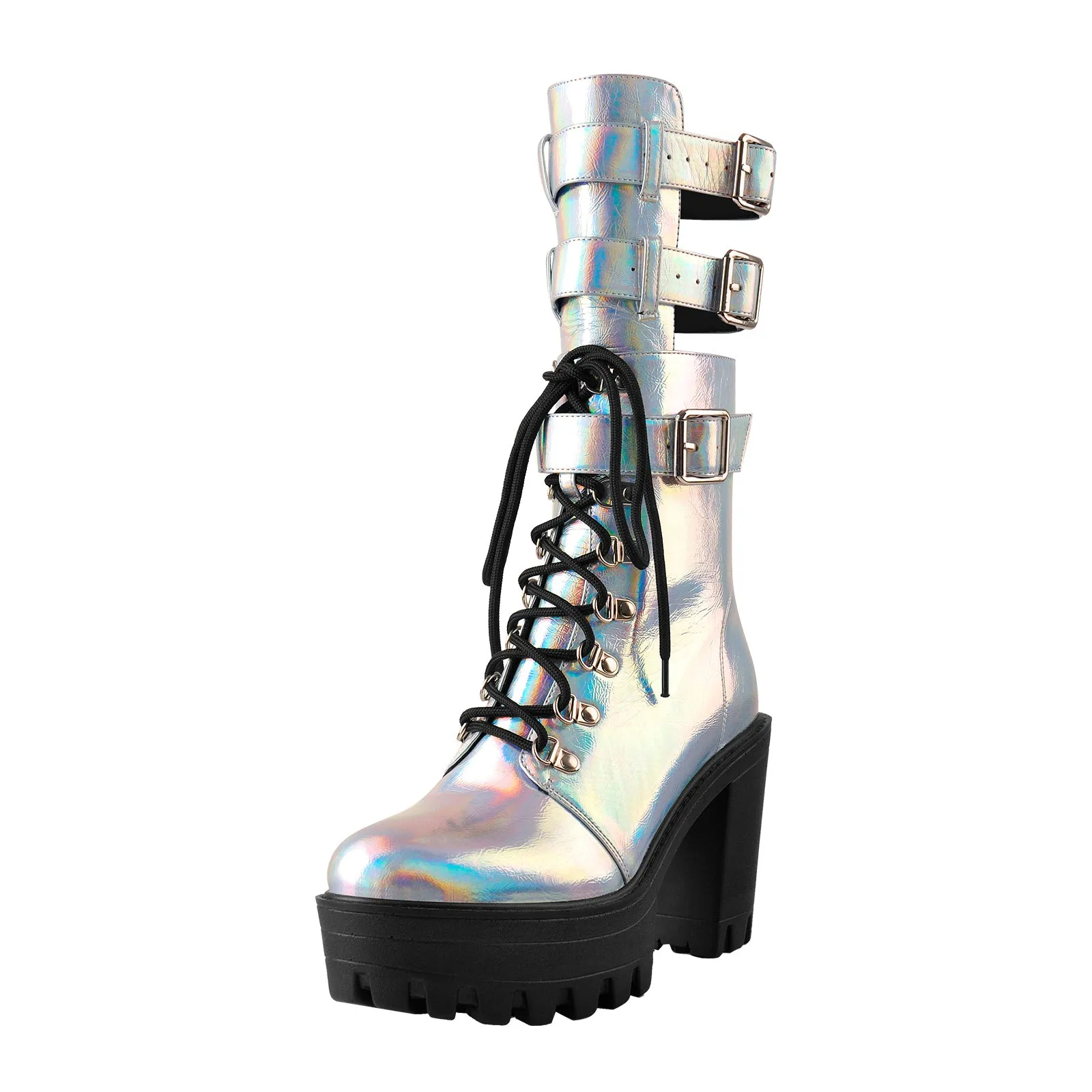 Holographic Platform Chunky Heels Boots sold by Onlymaker product image thumbnail 2