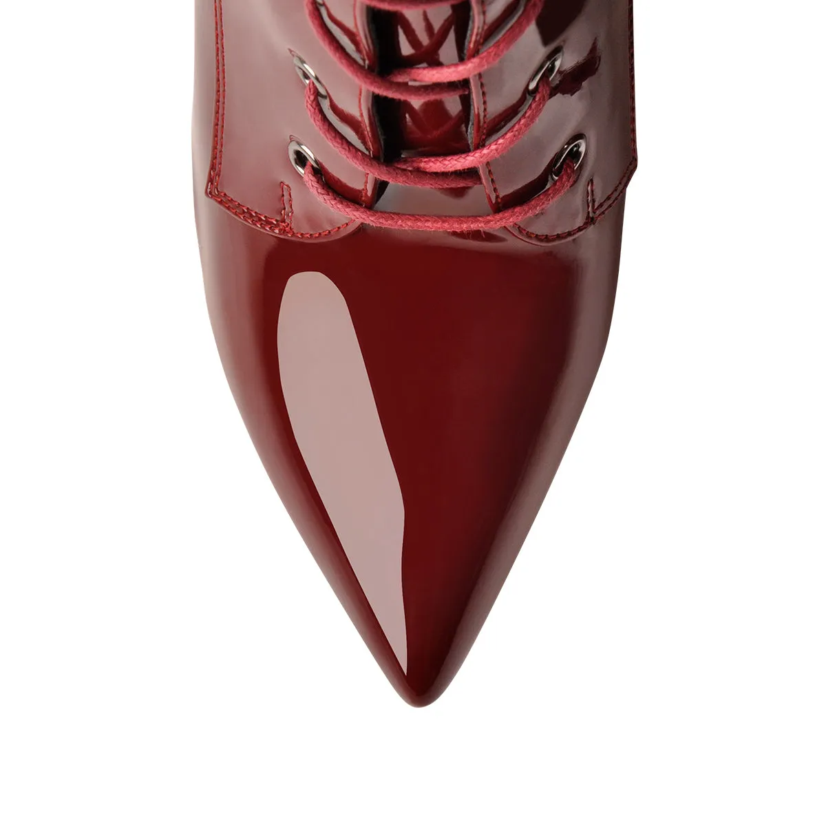 Burgundy Patent Leather Lace Up Knee High Boots sold by Onlymaker product image thumbnail 3