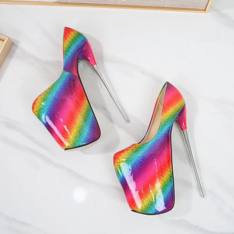 Rainbow Patent Leather Pointed Toe Stiletto Pumps sold by Onlymaker product image thumbnail 2