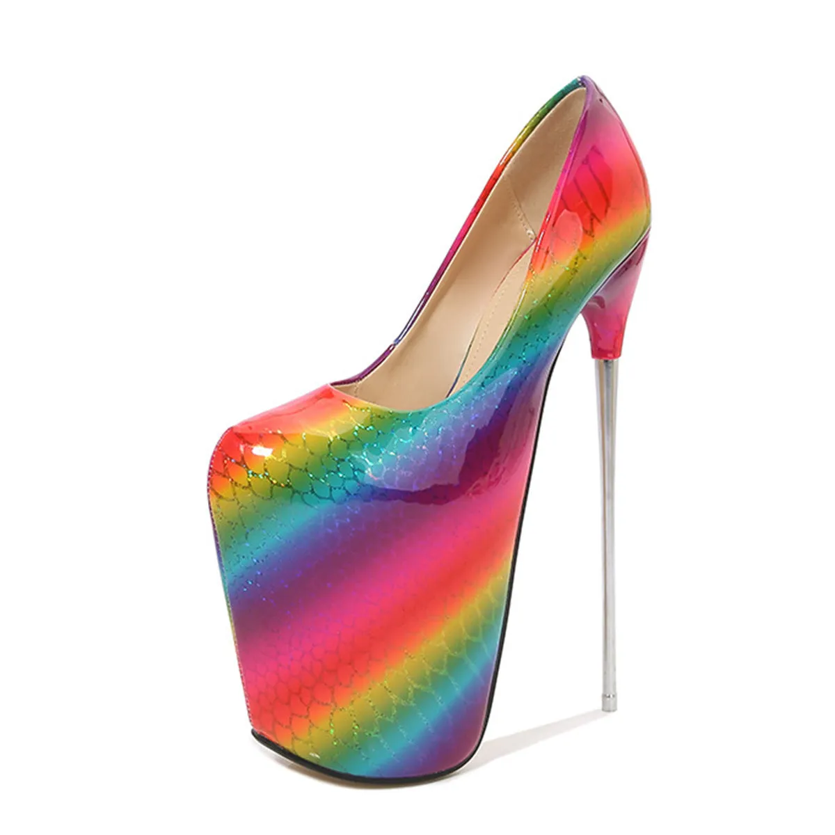 Rainbow Patent Leather Pointed Toe Stiletto Pumps sold by Onlymaker