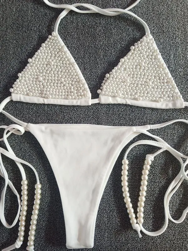 Pink White Pearl Beach Bikini sold by Onlymaker product image thumbnail 5