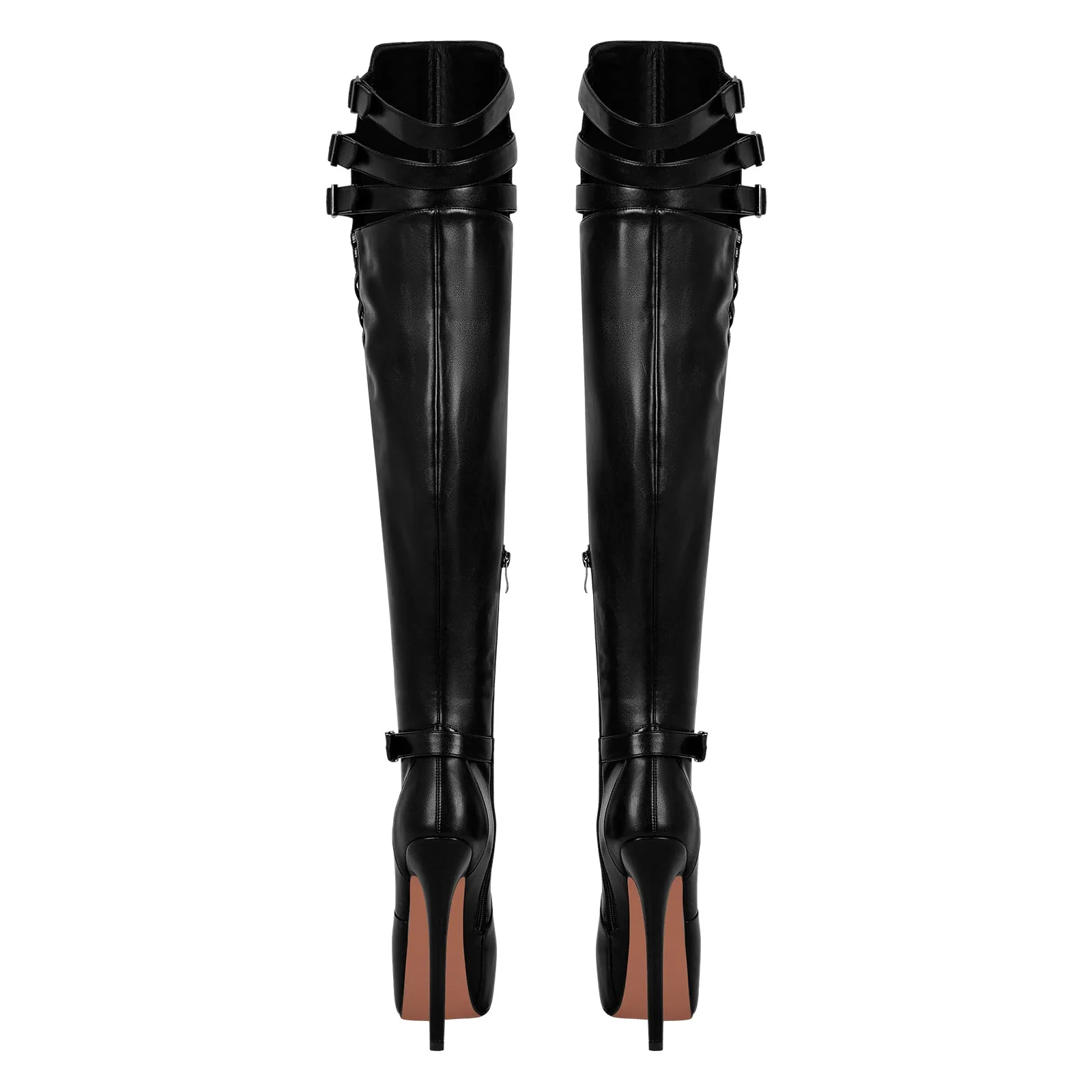 Round Toe Stiletto Platform Over The Knee Buckle Boots sold by Onlymaker product image thumbnail 4