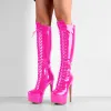 Patent Leather Platform Lace Up Knee High Boots sold by Onlymaker
