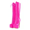 Patent Leather Platform Lace Up Knee High Boots sold by Onlymaker