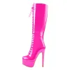 Patent Leather Platform Lace Up Knee High Boots sold by Onlymaker