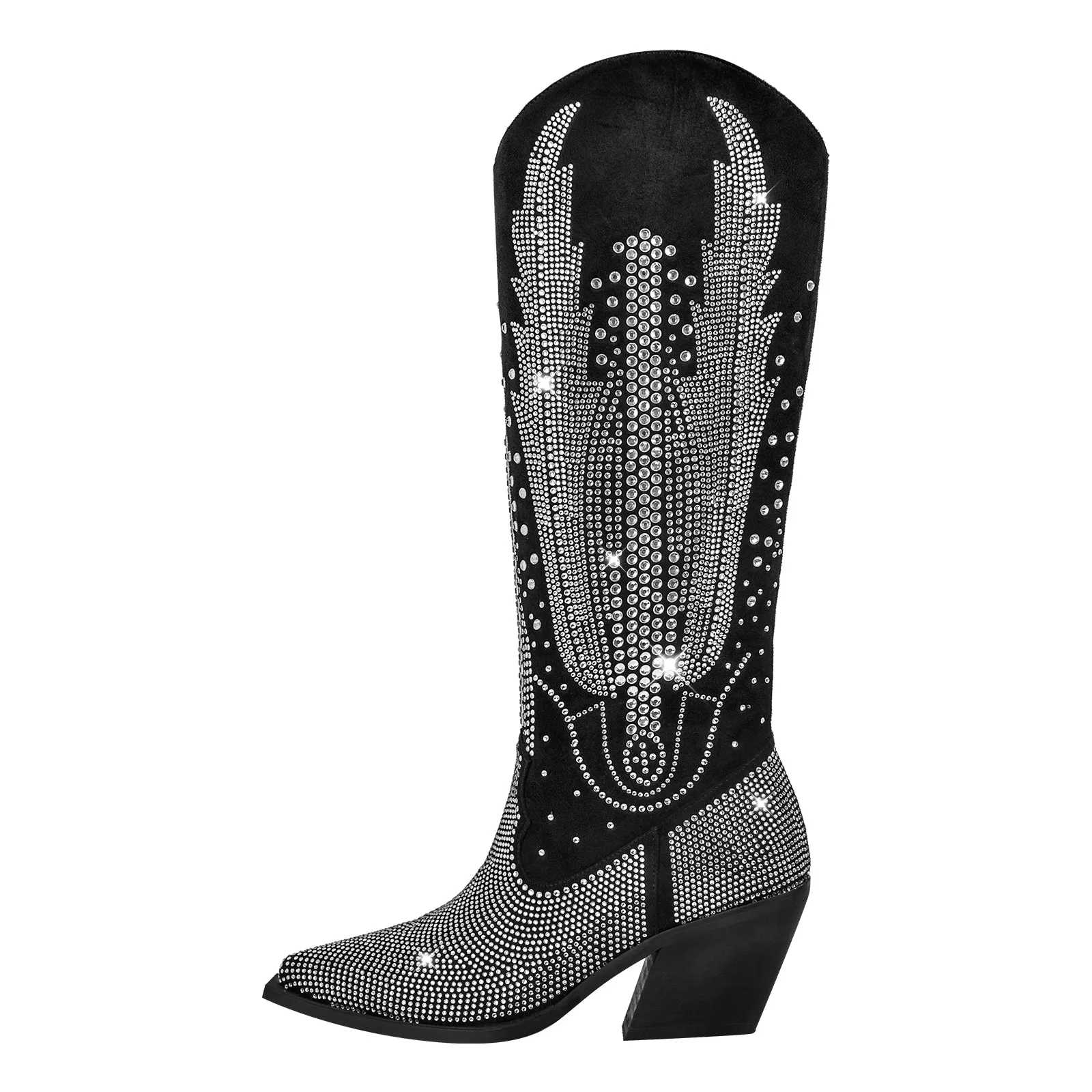 Rhinestone Zipper Black Western Boots sold by Onlymaker