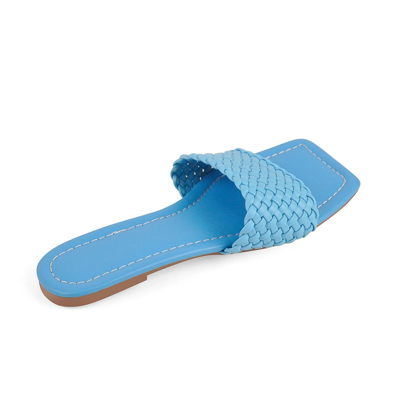 Squre Open Toe Blue Flat Sandals sold by Onlymaker product image thumbnail 4