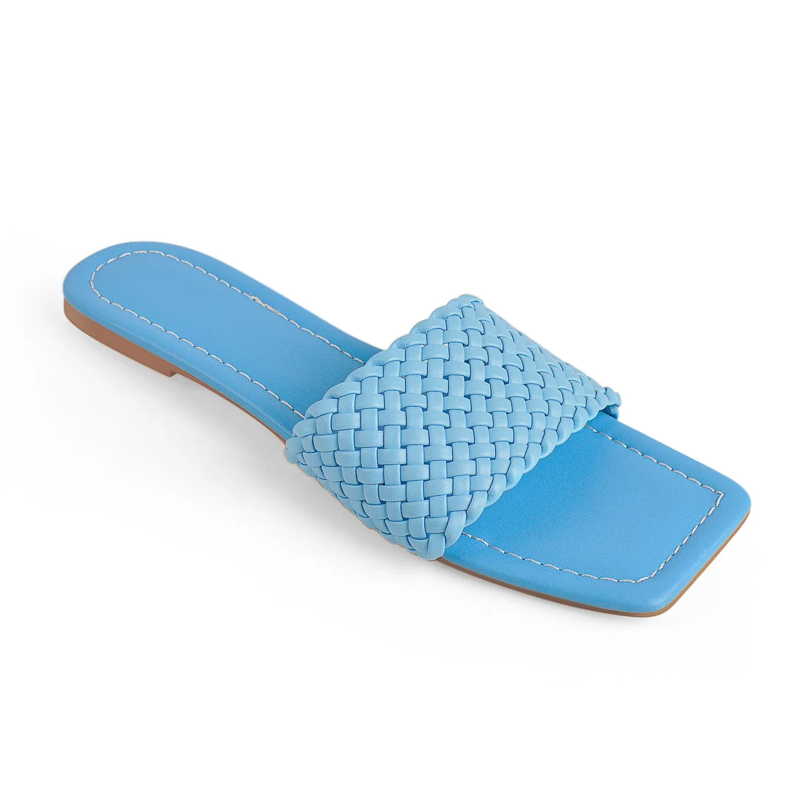 Squre Open Toe Blue Flat Sandals sold by Onlymaker product image thumbnail 3