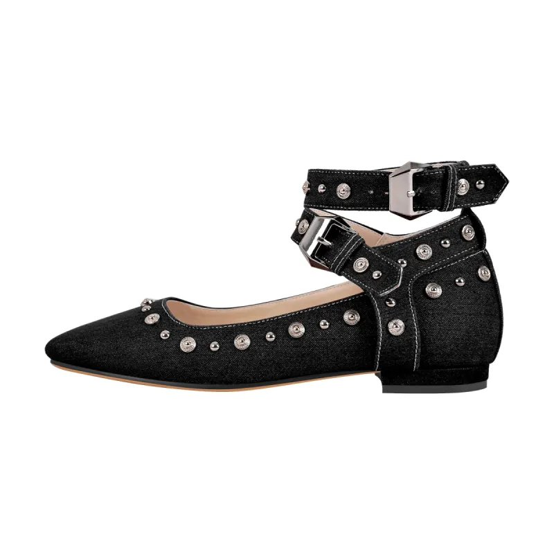 Square Toe Ankle Buckle Strap Flats sold by Onlymaker