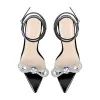 Rhinestone Bow Clear Chunky Heel Sandals sold by Onlymaker