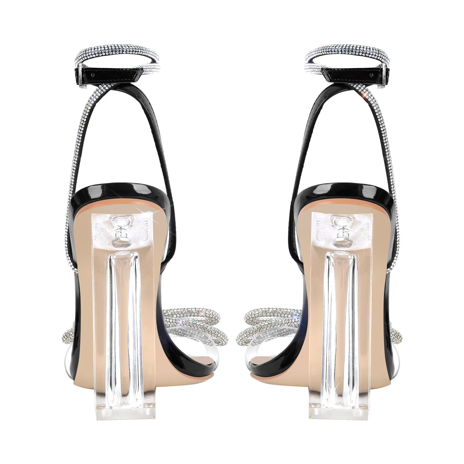 Rhinestone Bow Clear Chunky Heel Sandals sold by Onlymaker product image thumbnail 5