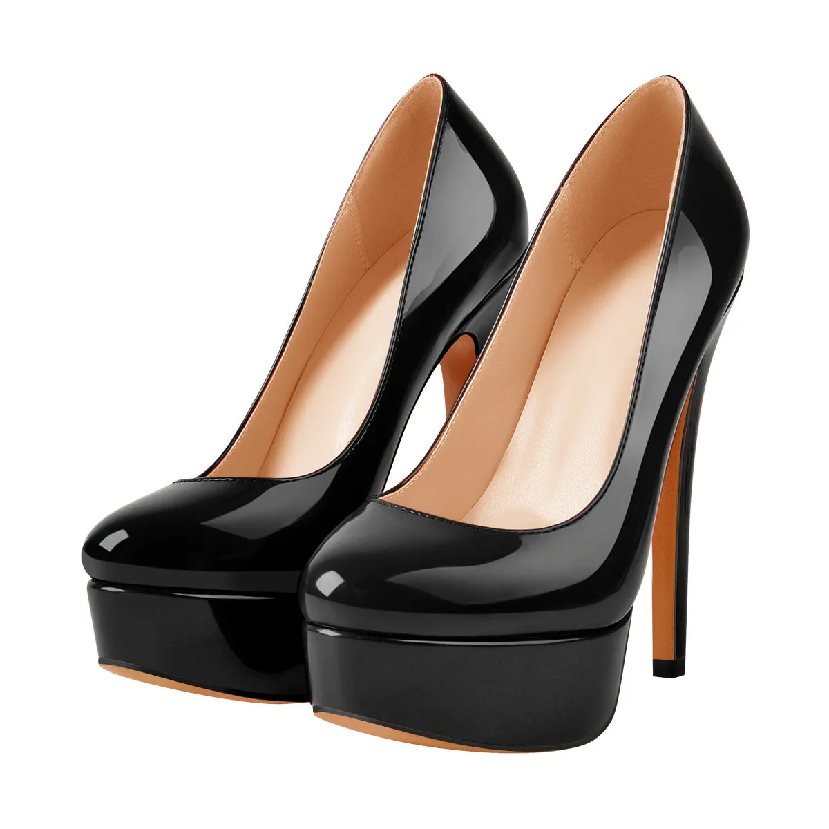Black Round Toe Stiletto High Heels Slip-on Pumps sold by Onlymaker product image thumbnail 2