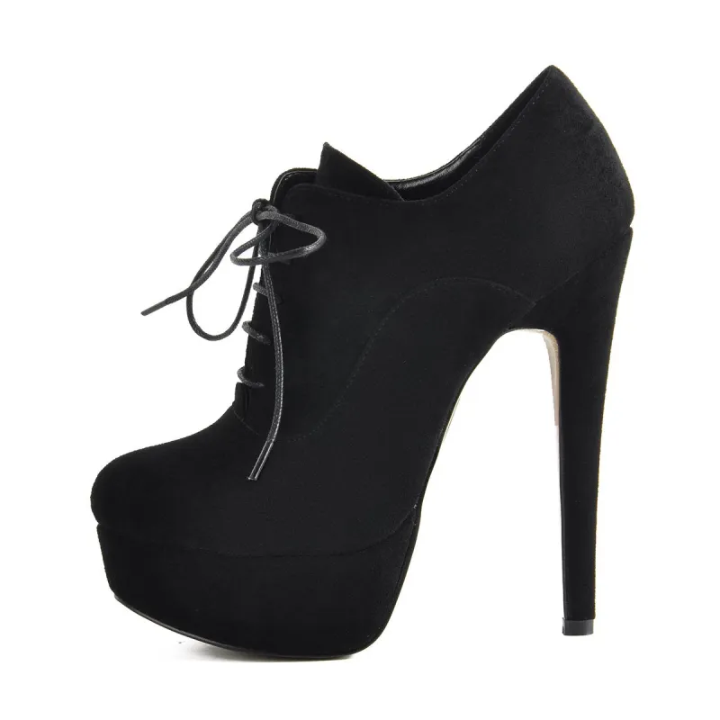Platform Lace-up High Heels Suede Ankle Boots sold by Onlymaker