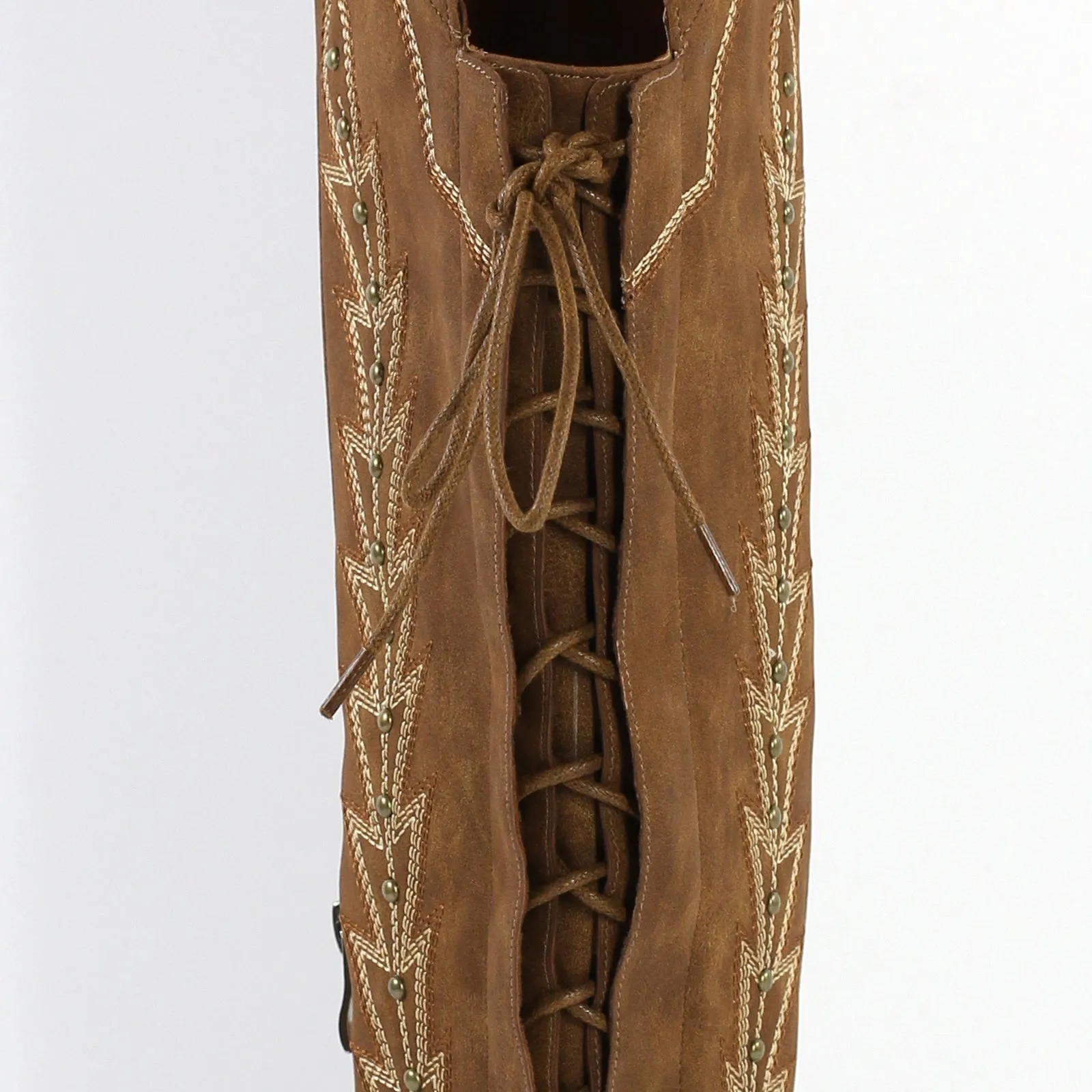 Studded Embroidered Over The Knee Western Boots sold by Onlymaker product image thumbnail 5