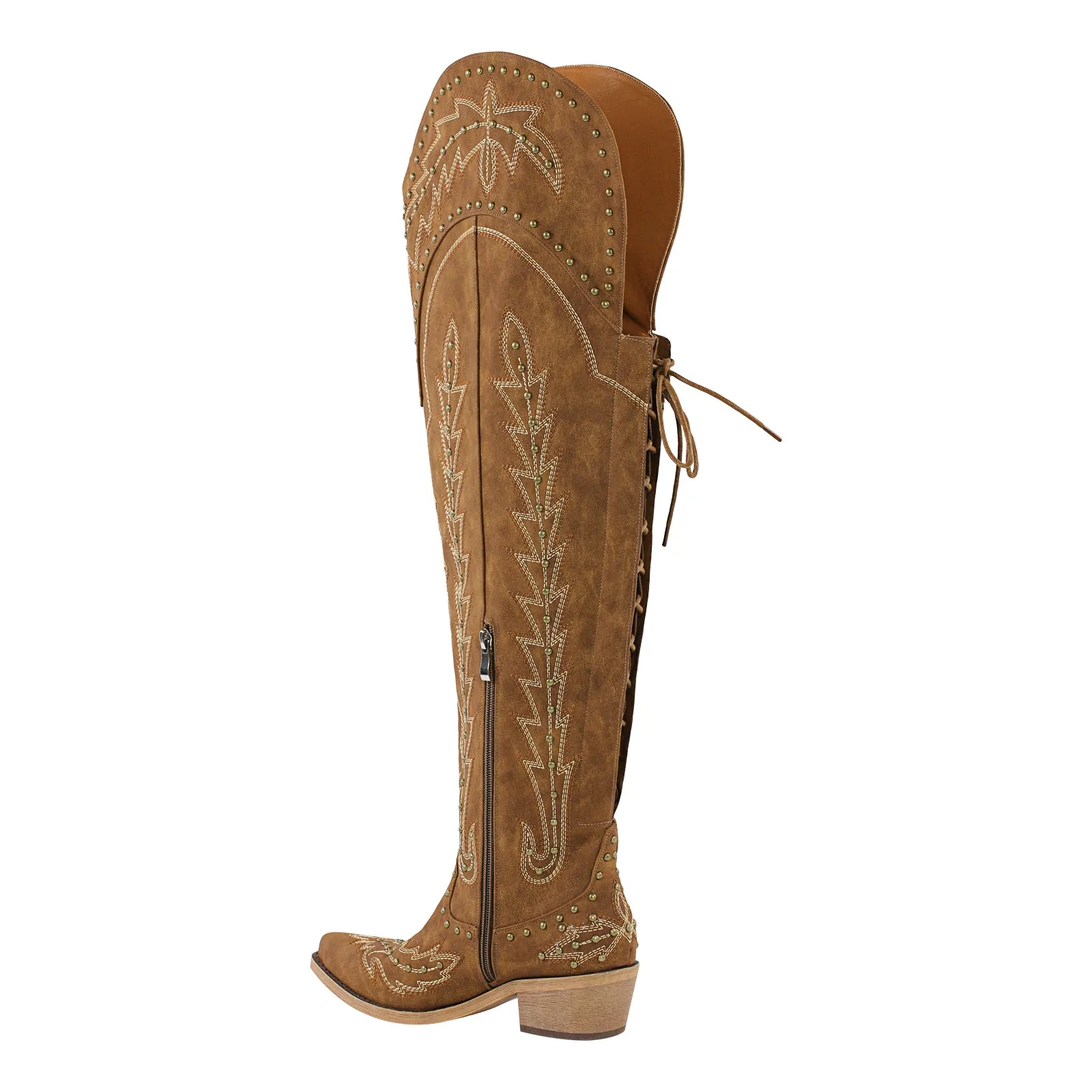 Studded Embroidered Over The Knee Western Boots sold by Onlymaker product image thumbnail 4