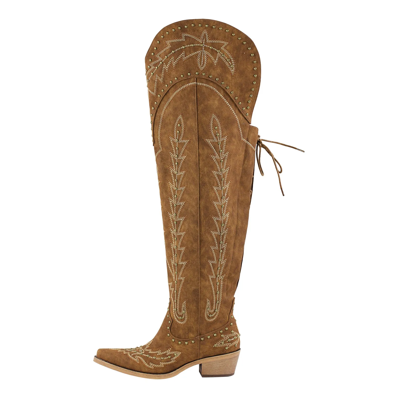 Studded Embroidered Over The Knee Western Boots sold by Onlymaker product image thumbnail 3