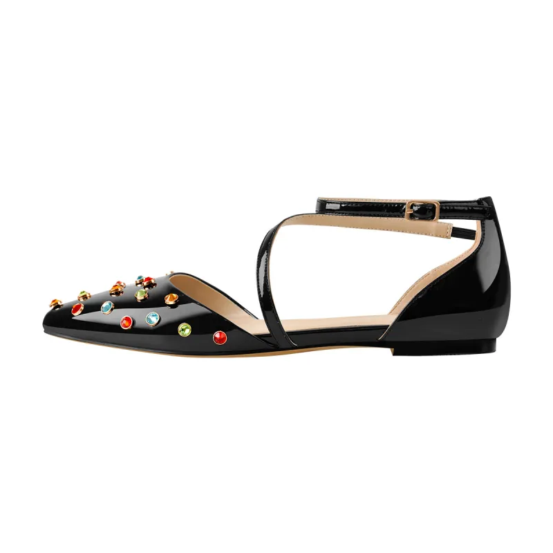 Rhinestones Strap Flat Pumps sold by Onlymaker