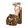 Platform Open Toe Leopard Print Ankle Strap Block Chunky Sandals sold by Onlymaker