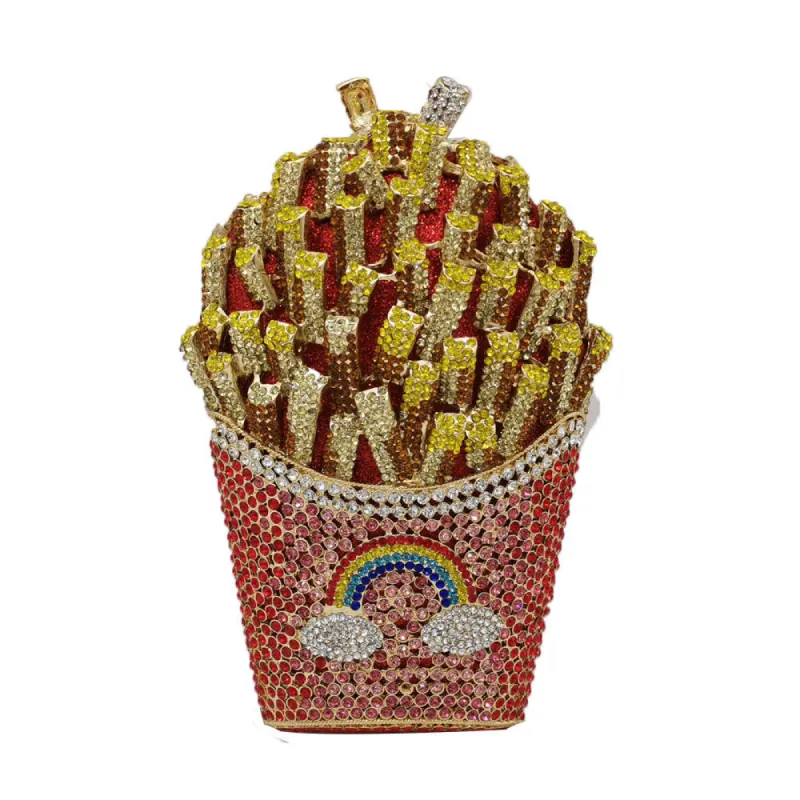 French Fries Diamond Rainbow Clutch sold by Onlymaker