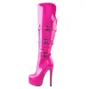 Round Toe Platform Over The Knee Rose Red Boots sold by Onlymaker