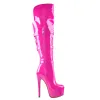 Round Toe Platform Over The Knee Rose Red Boots sold by Onlymaker