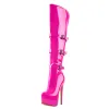 Round Toe Platform Over The Knee Rose Red Boots sold by Onlymaker