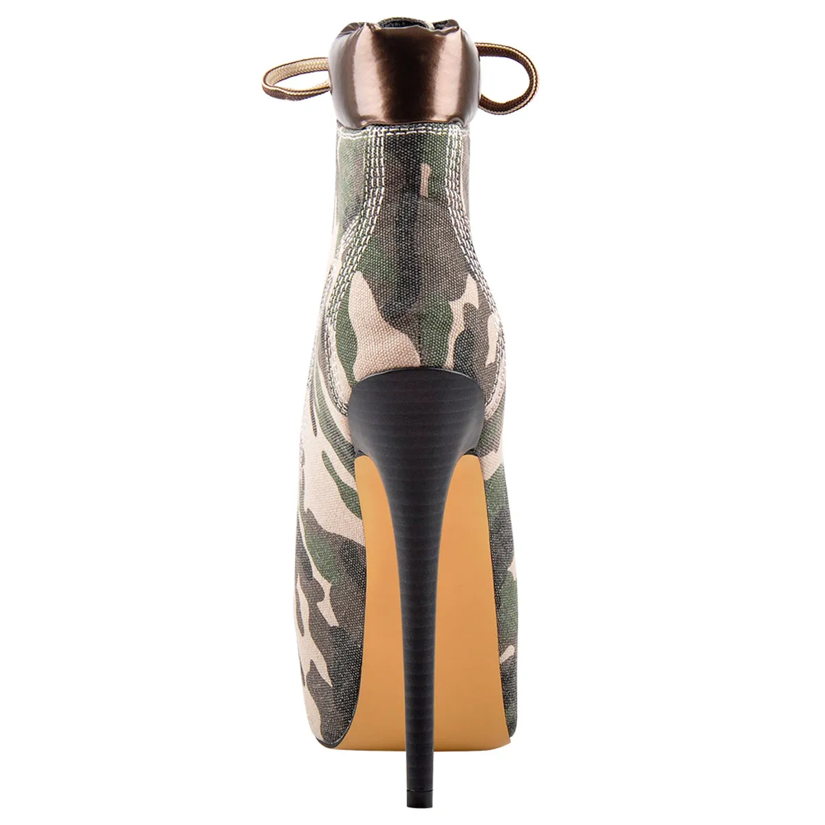 Camouflage Canvas Round Toe Lace-up Ankle Boots sold by Onlymaker product image thumbnail 4