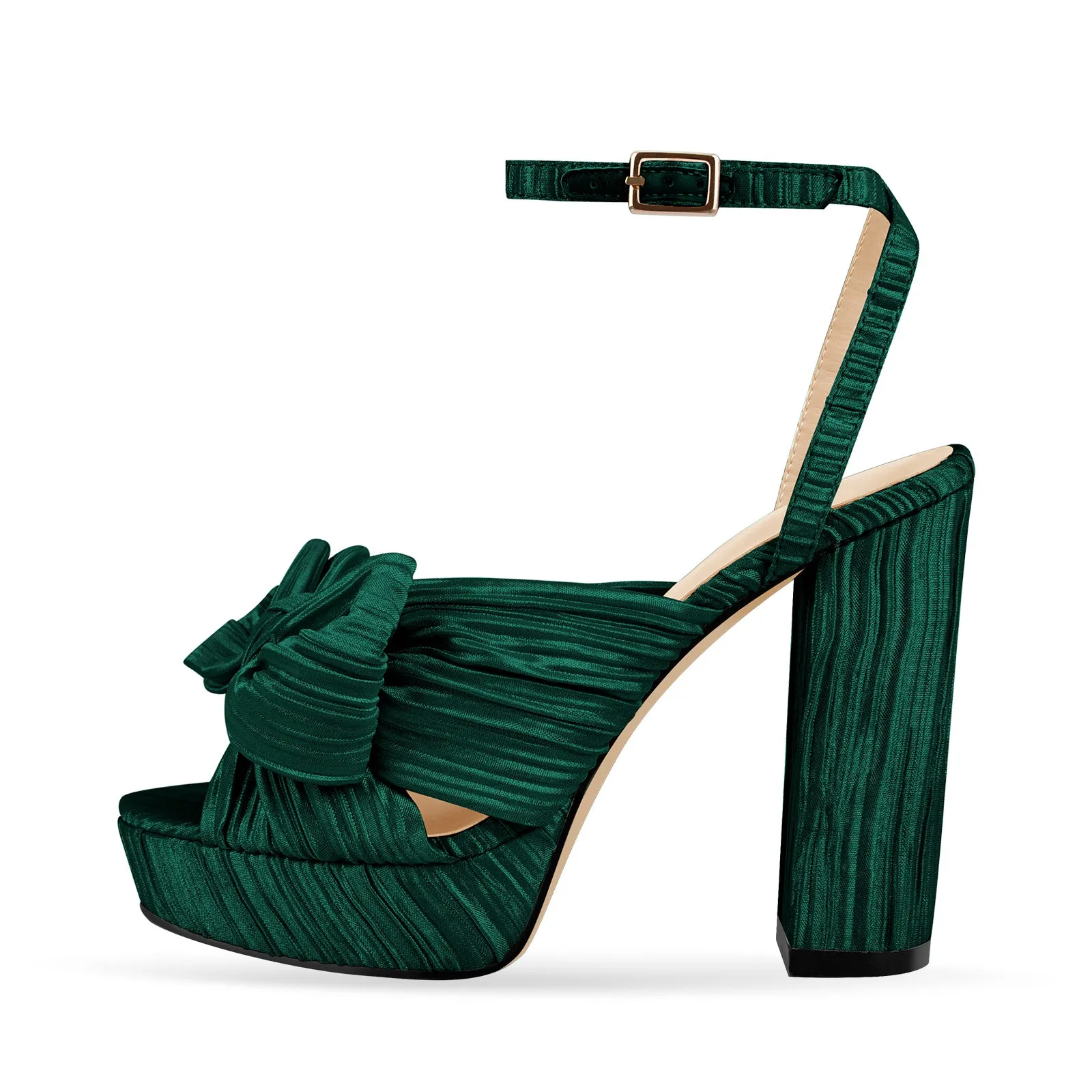 Platform Ankle Strap Pleated Bow Sandals sold by Onlymaker product image thumbnail 2
