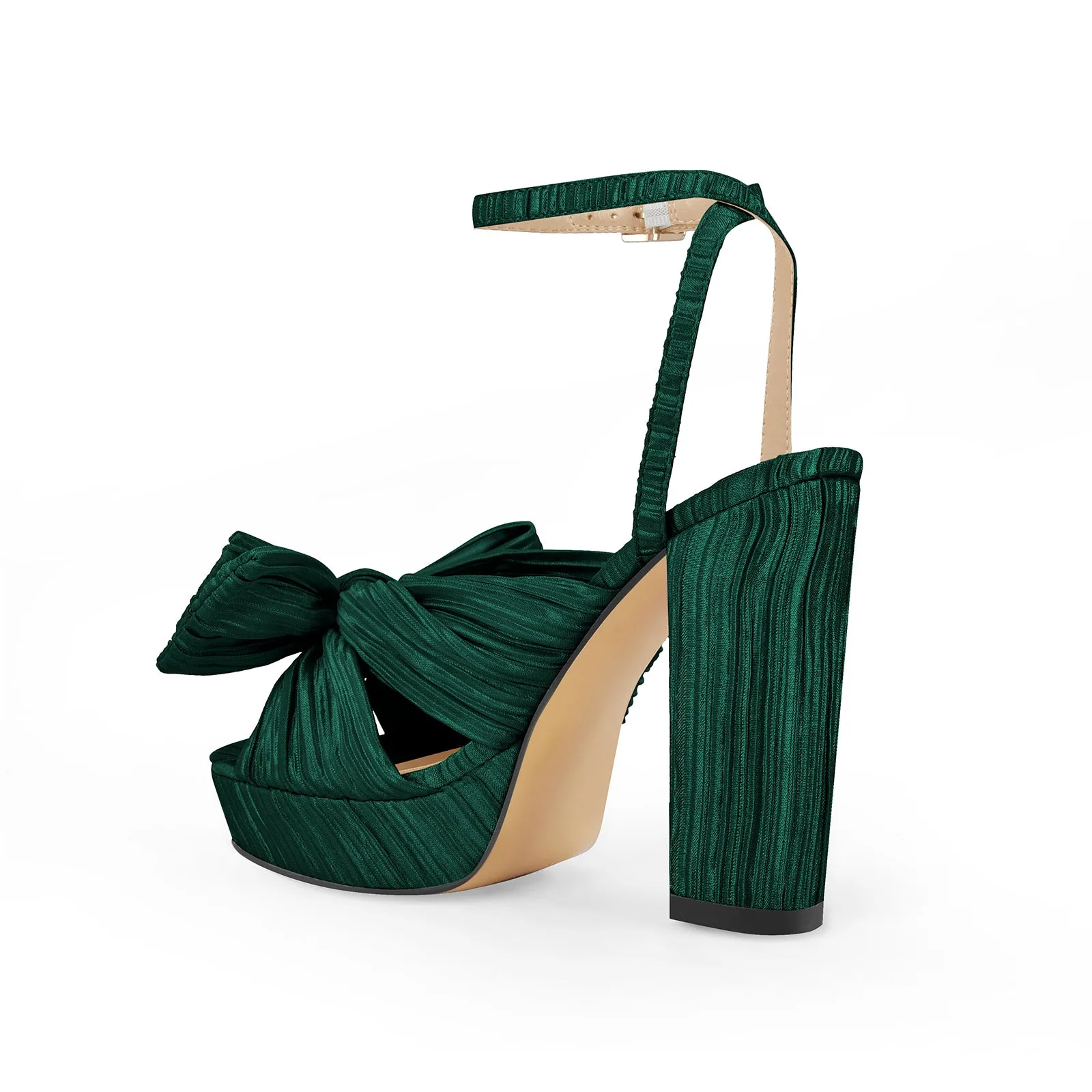 Platform Ankle Strap Pleated Bow Sandals sold by Onlymaker product image thumbnail 3