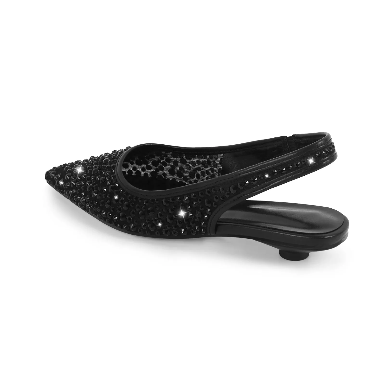 Mesh Round Heel Rhinestone Slingback Flats sold by Onlymaker product image thumbnail 5