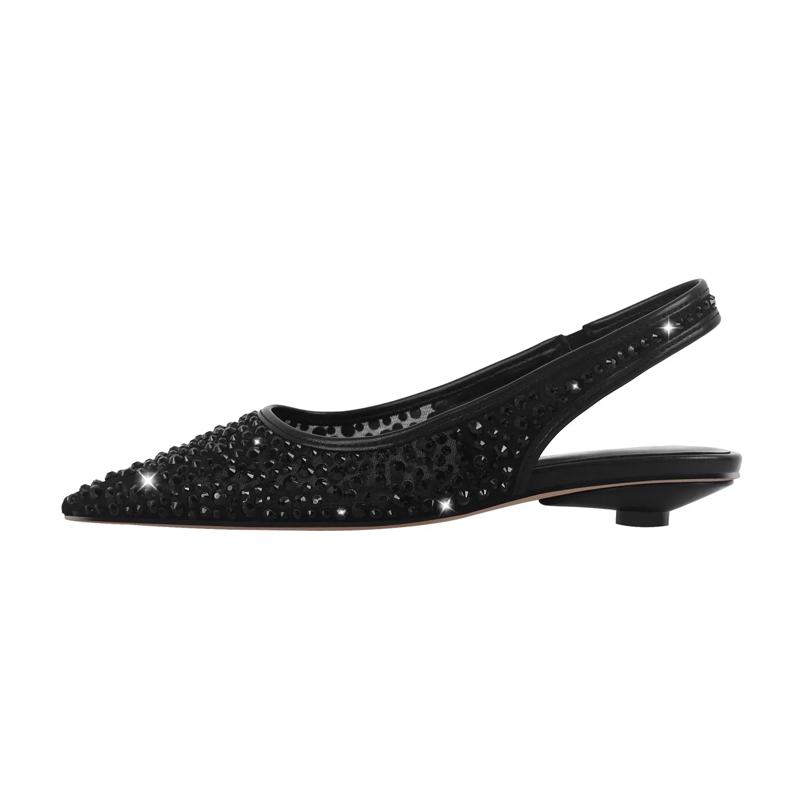 Mesh Round Heel Rhinestone Slingback Flats sold by Onlymaker product image thumbnail 2