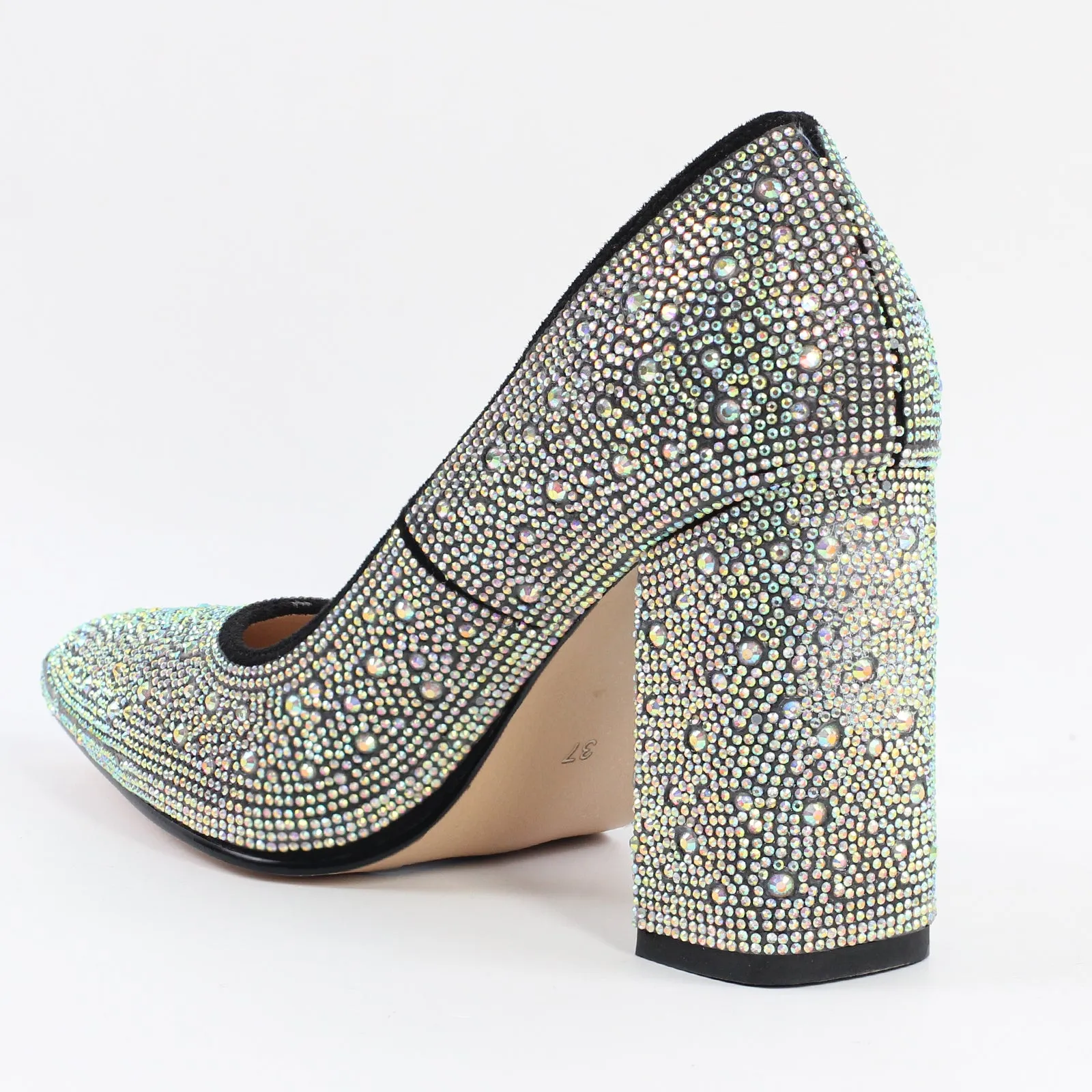 Rhinestone Pointed Toe Chunky Heel Pumps sold by Onlymaker product image thumbnail 3
