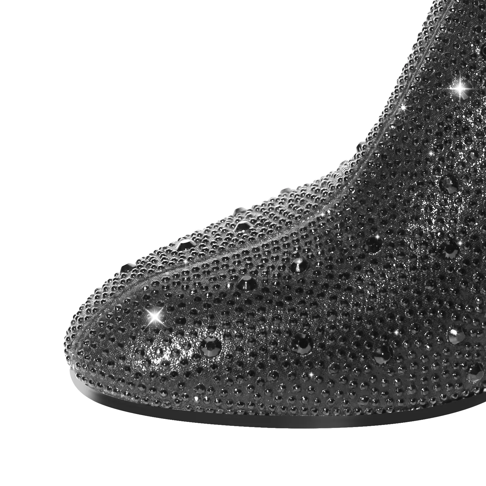 Round Toe Rhinestone Chunky Ankle Boots sold by Onlymaker product image thumbnail 5