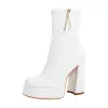 Square Toe Chunky Platform Zipper Ankle Boots sold by Onlymaker