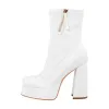 Square Toe Chunky Platform Zipper Ankle Boots sold by Onlymaker