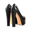 Onlymaker Pumps Black Patent Leather Platform Chunky High Heels sold by Onlymaker