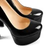 Onlymaker Pumps Black Patent Leather Platform Chunky High Heels sold by Onlymaker