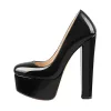 Onlymaker Pumps Black Patent Leather Platform Chunky High Heels sold by Onlymaker