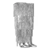 Pointed Toe Stiletto Fringe Metallic Over The Knee Boots sold by Onlymaker