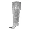 Pointed Toe Stiletto Fringe Metallic Over The Knee Boots sold by Onlymaker