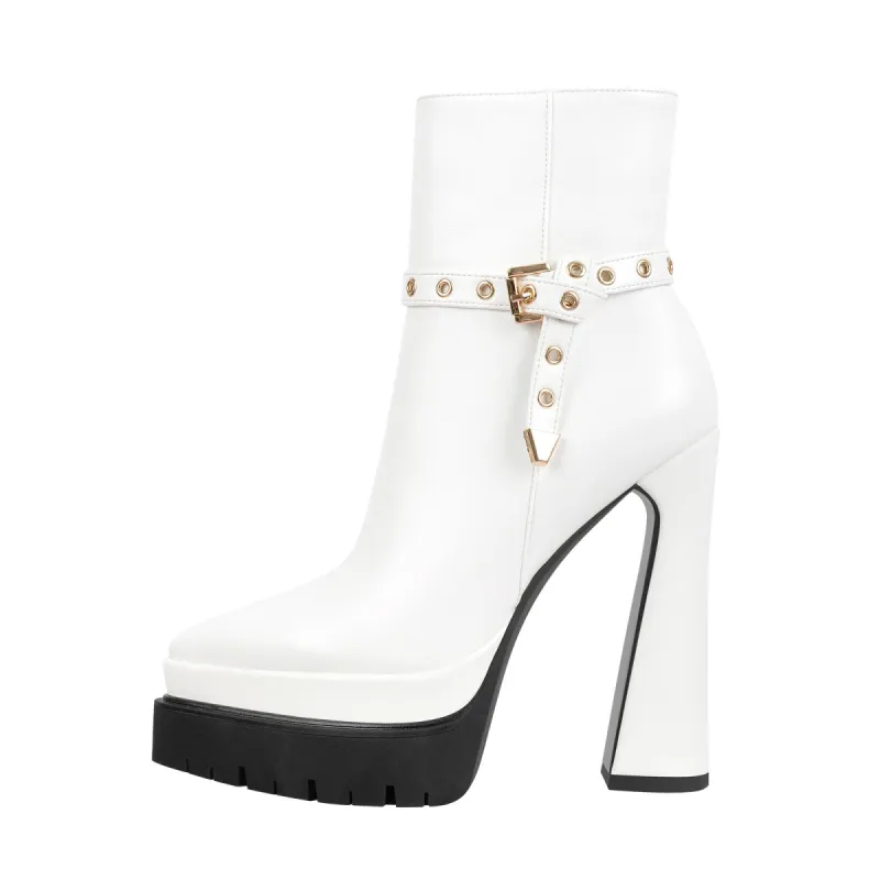 Platform Chunky High Heel Ankle Boots sold by Onlymaker