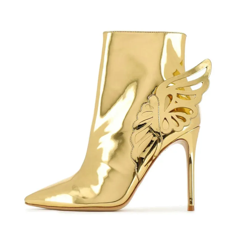 Metallic Butterfly Stiletto Ankle Boots sold by Onlymaker