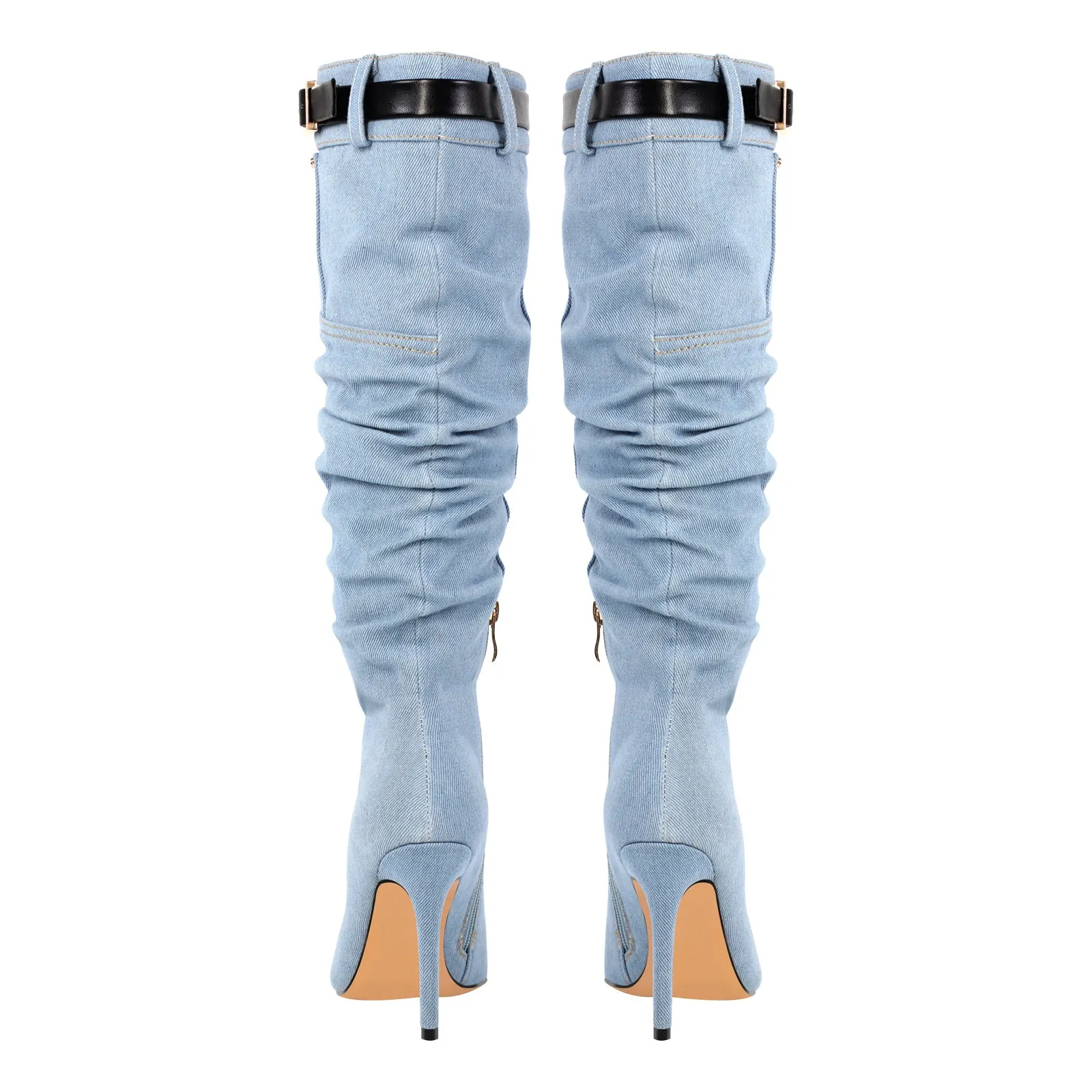 Denim Pointed Toe Stiletto Thigh Boots sold by Onlymaker product image thumbnail 4